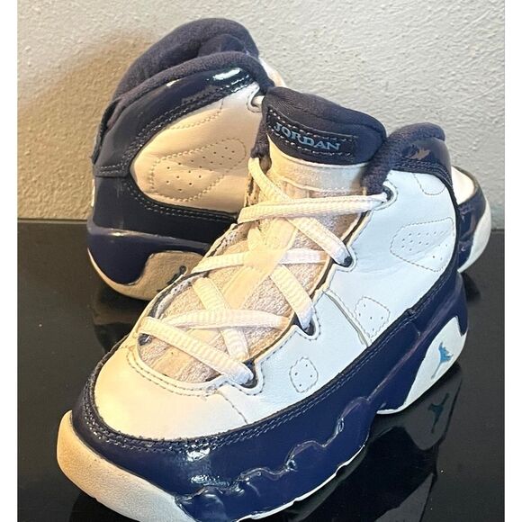 Air Jordan 9 IX Retro UNC White University Blue Shoes Toddler SZ 8C 401812 145 - Picture 4 of 11